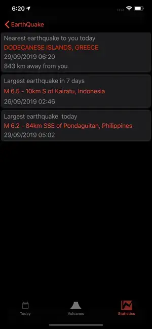 Earthquakes Map, screen 7